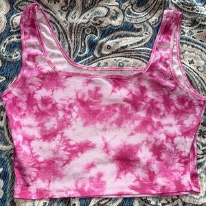 SHEIN Pink and White Tie-Dye Top size medium